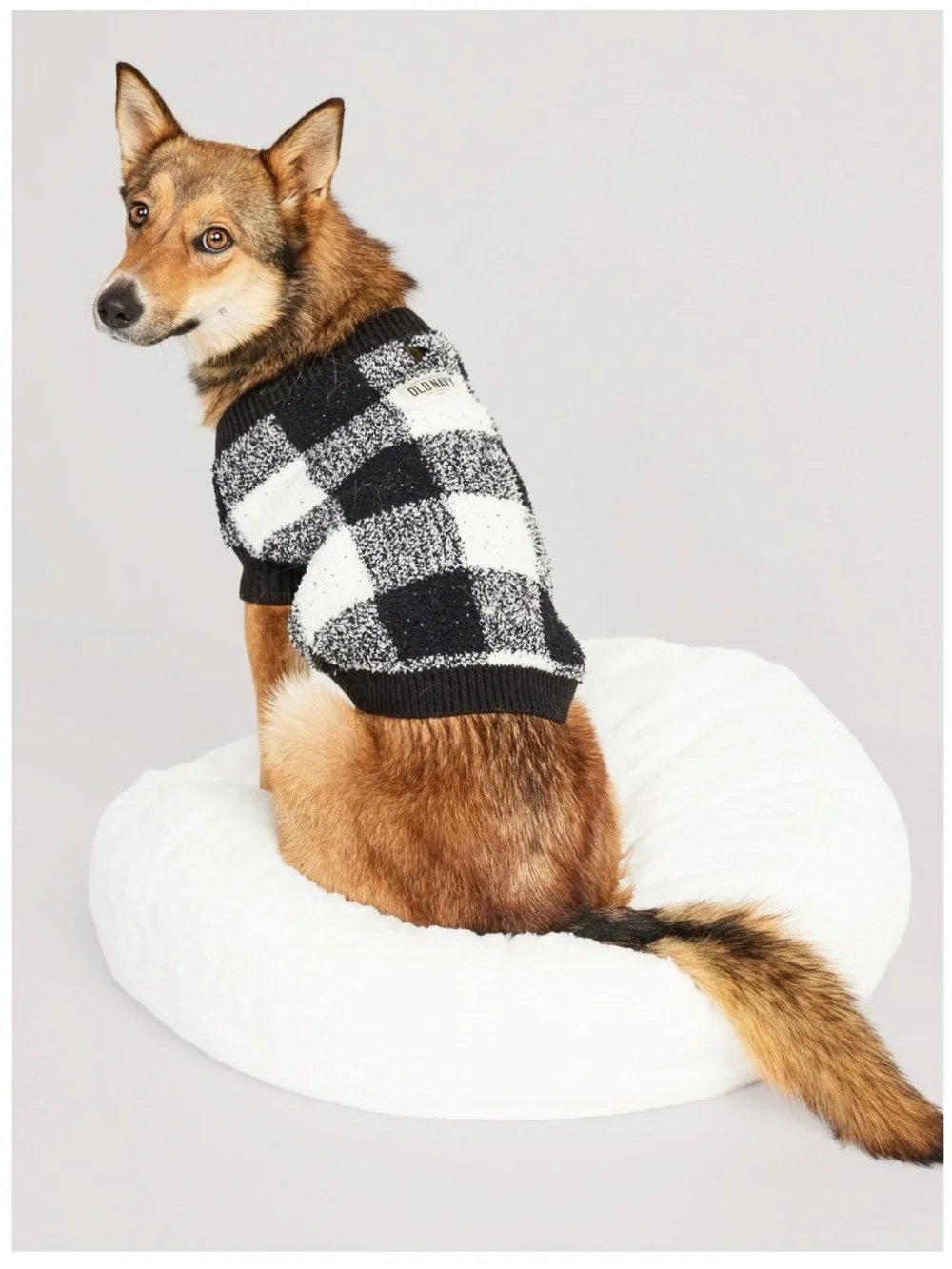 Old Navy Black & White Buffalo Plaid Dog Sweater